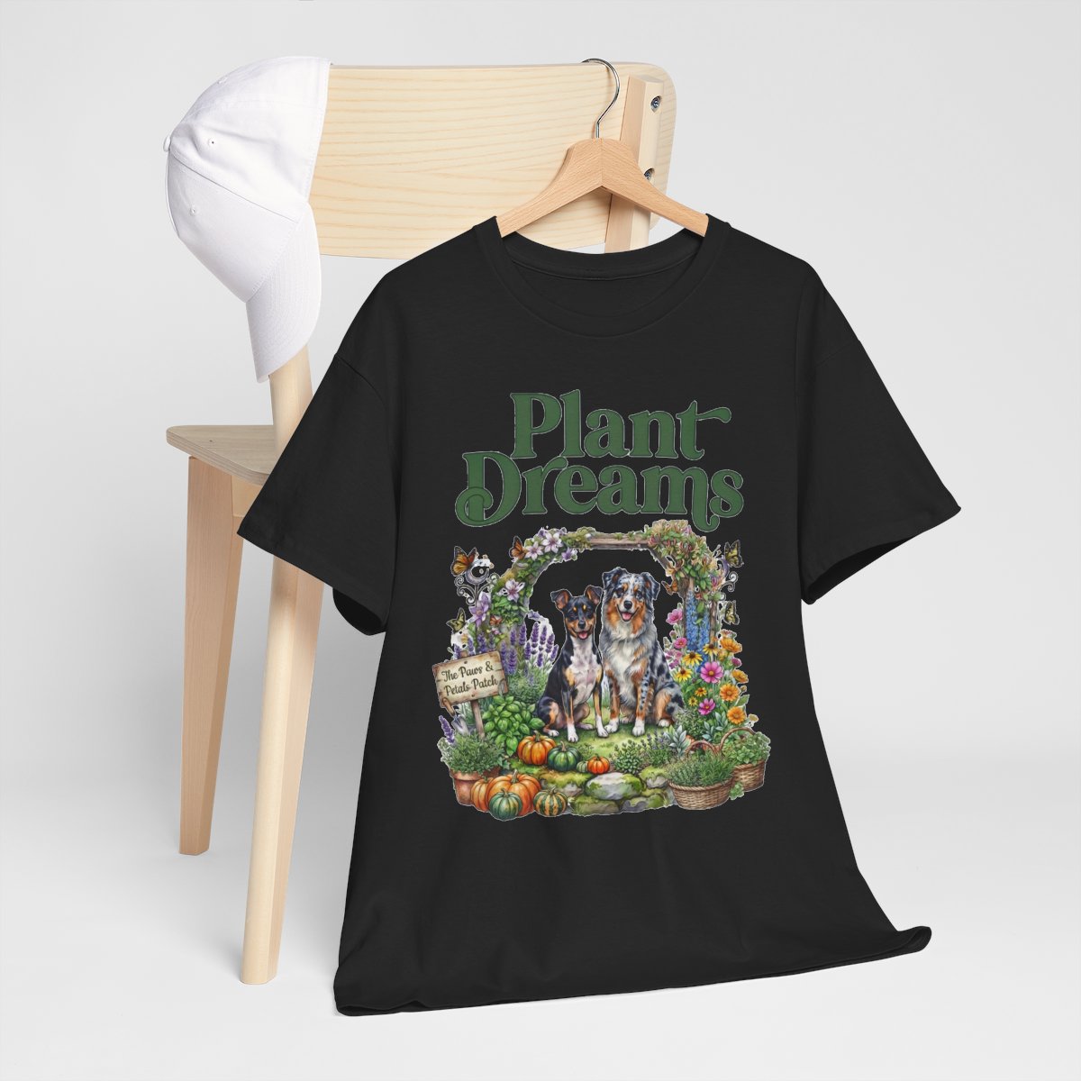 Plant Dreams T-Shirt, Australian Shepherd Rat Terrier Garden Shirt, Aussie Mom Gift, Vegetable Flower Garden Dog Tee, Gardener Gift