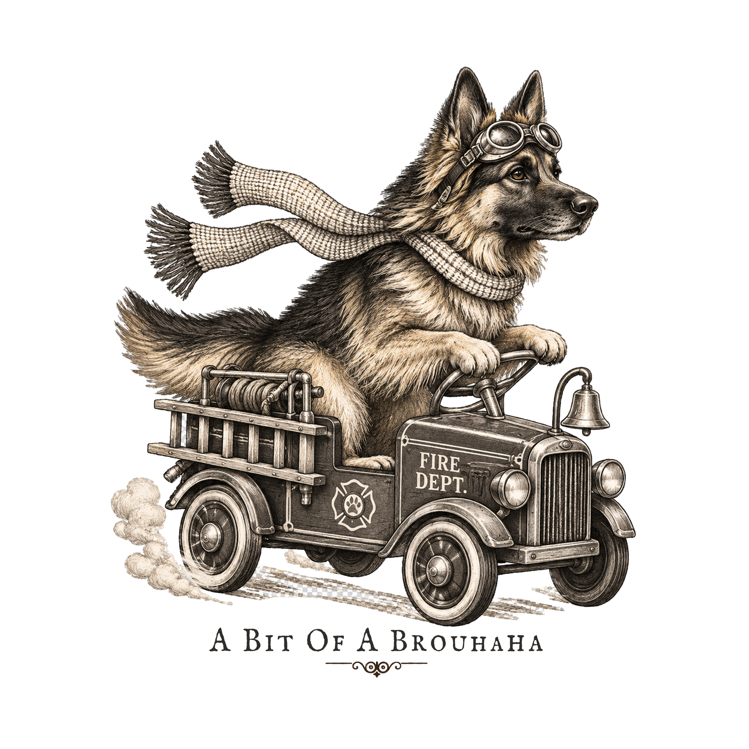 Vintage German Shepherd Fireman Clipart