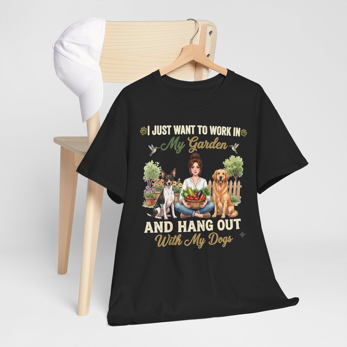 I Just Want to Work in My Garden and Hang Out With My Dogs Shirt, Golden Retriever Mom Gift, Rat Terrier Gardening Tee, Green Thumb Gift