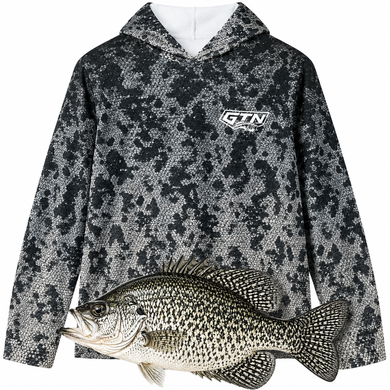 Black Crappie Performance Sun Hoodie