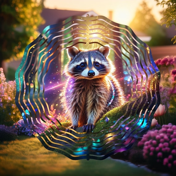 Raccoon Wind Spinner, Wind Spinner Sublimation PNG, Garden Decor, Gift for Her, Housewarming Gift, Instant Download