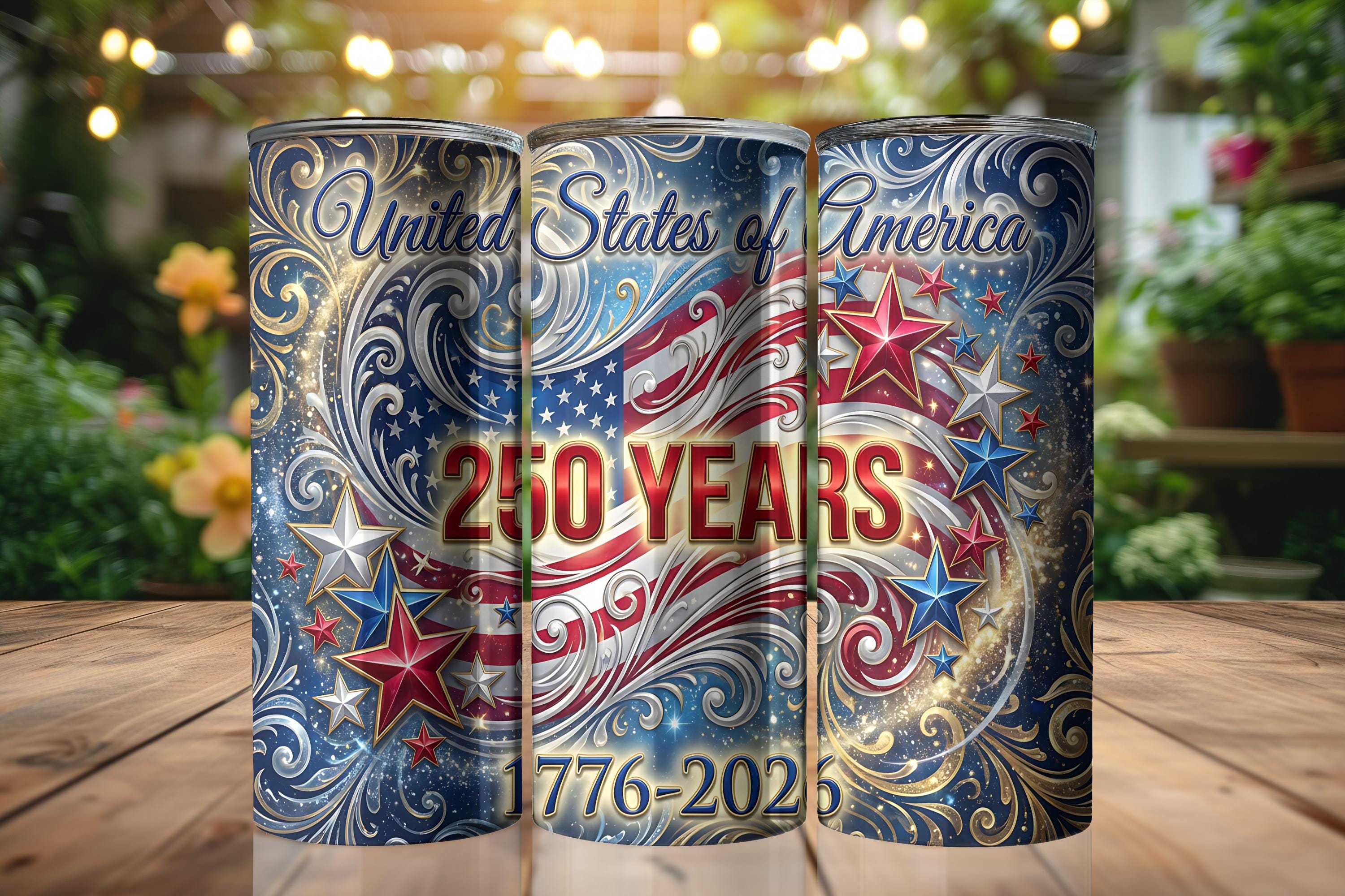 USA 250th Anniversary Tumbler Wrap Sublimation Design (Digital Download)