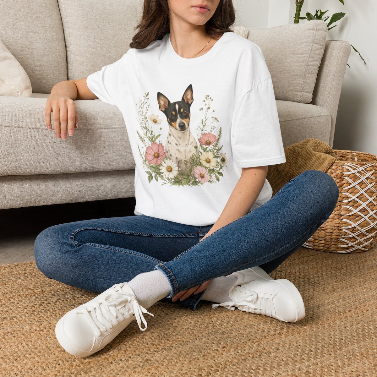 Rat Terrier Wildflower Portrait T-Shirt