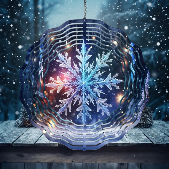 Christmas Snowflake Wind Spinner, Wind Spinner Sublimation PNG, Garden Decor, Gift for Her, Housewarming Gift, Instant Download