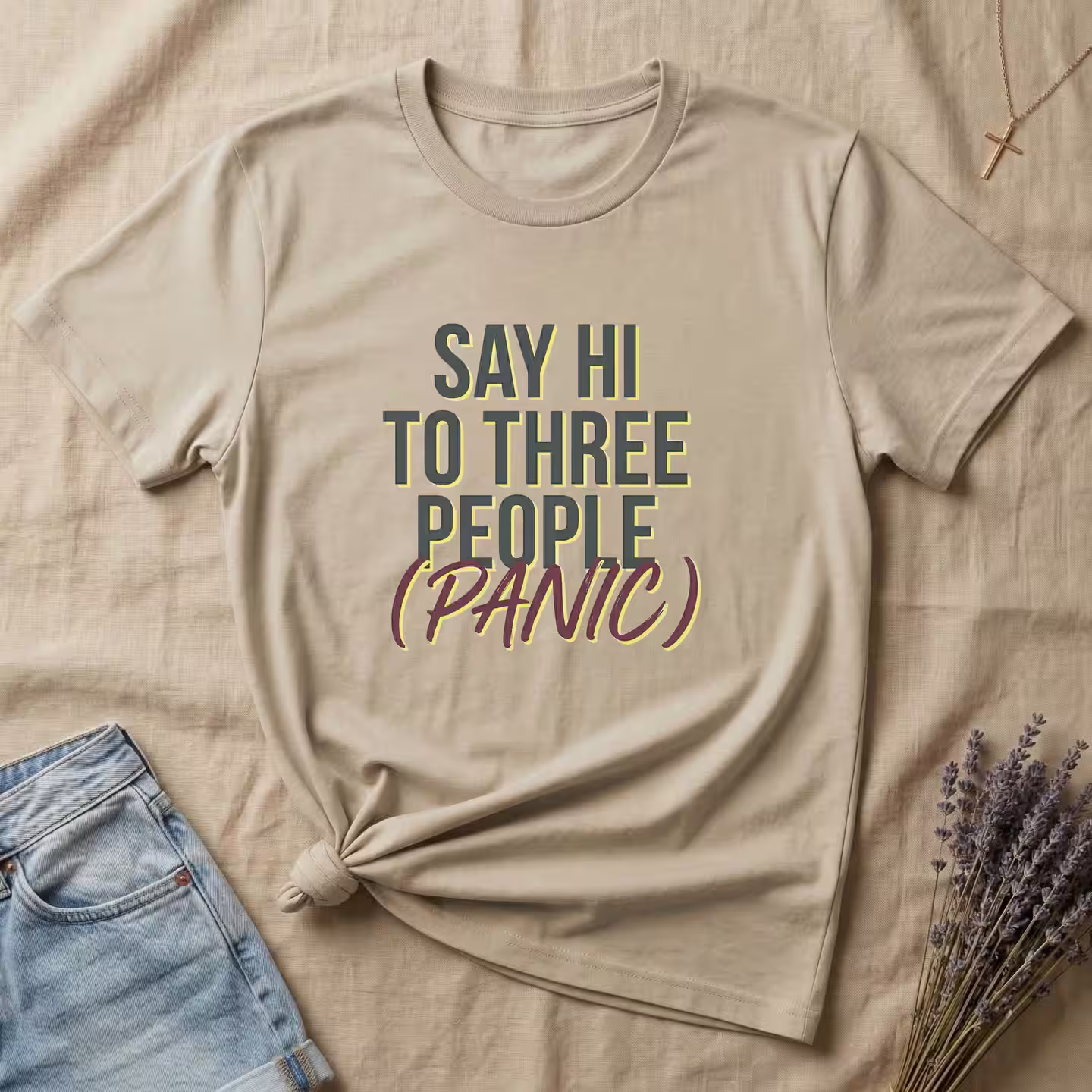 Say Hi To 3 People (Panic) T-Shirt