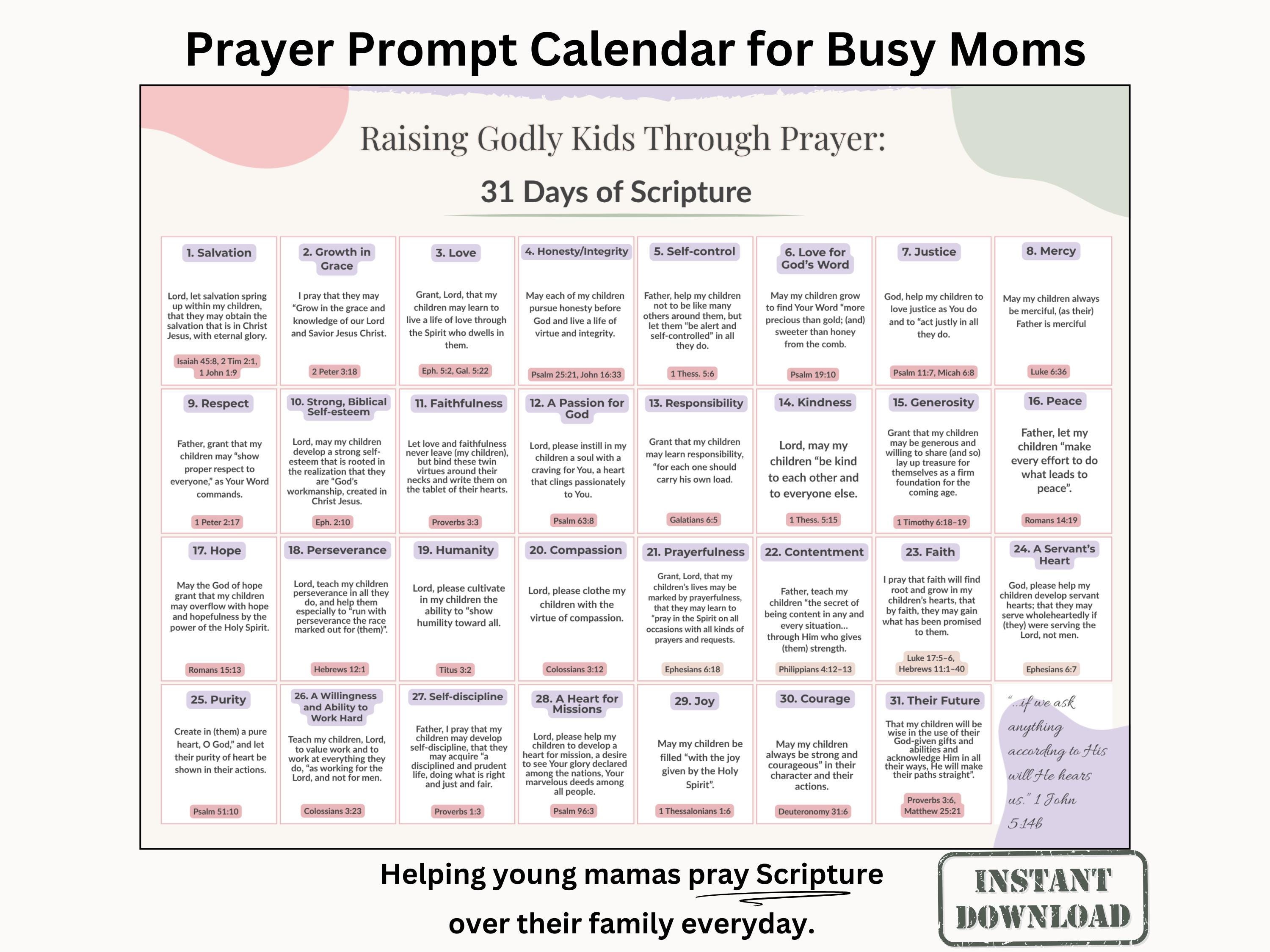31-Day Prayer Calendar for Moms