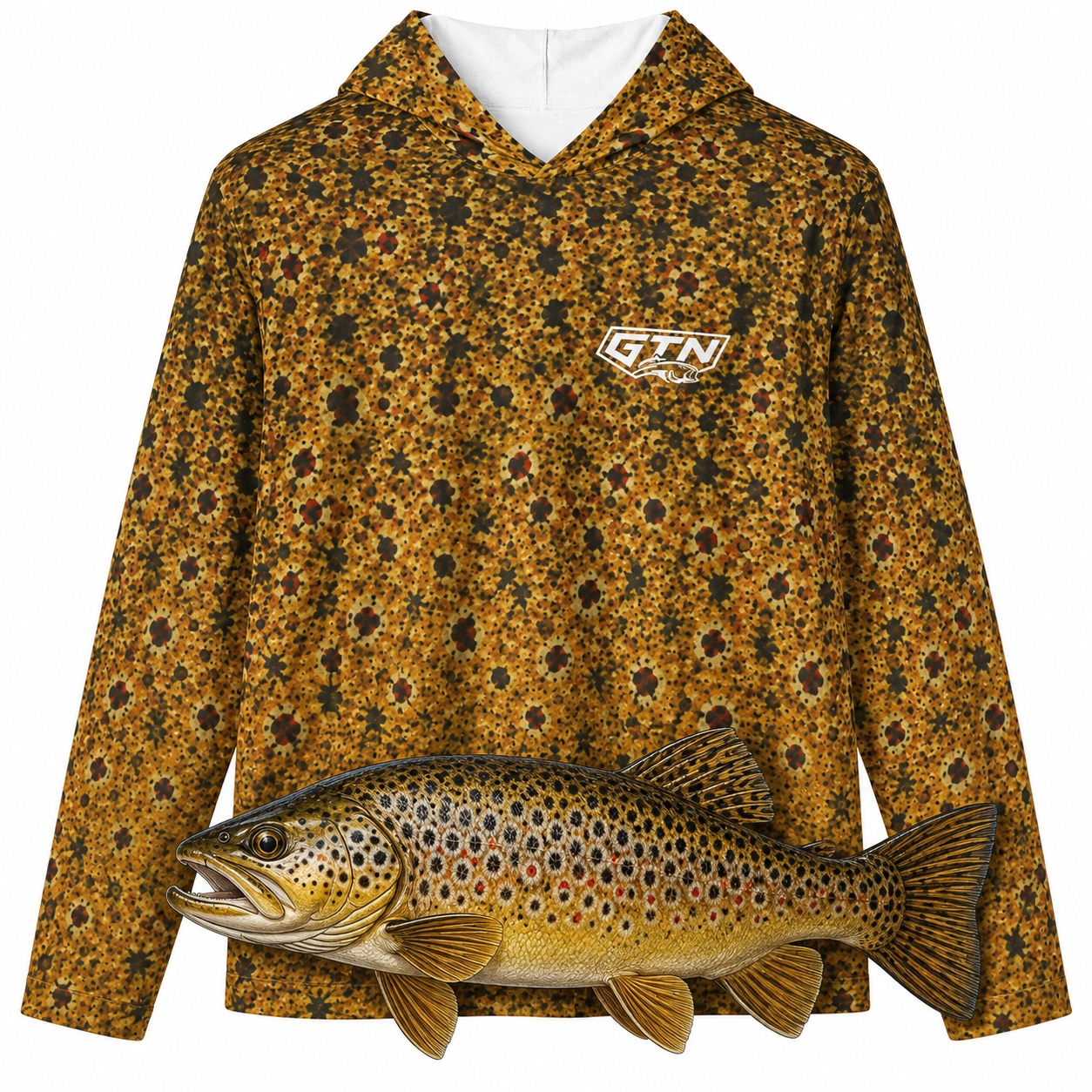 Brown Trout Performance Sun Hoodie