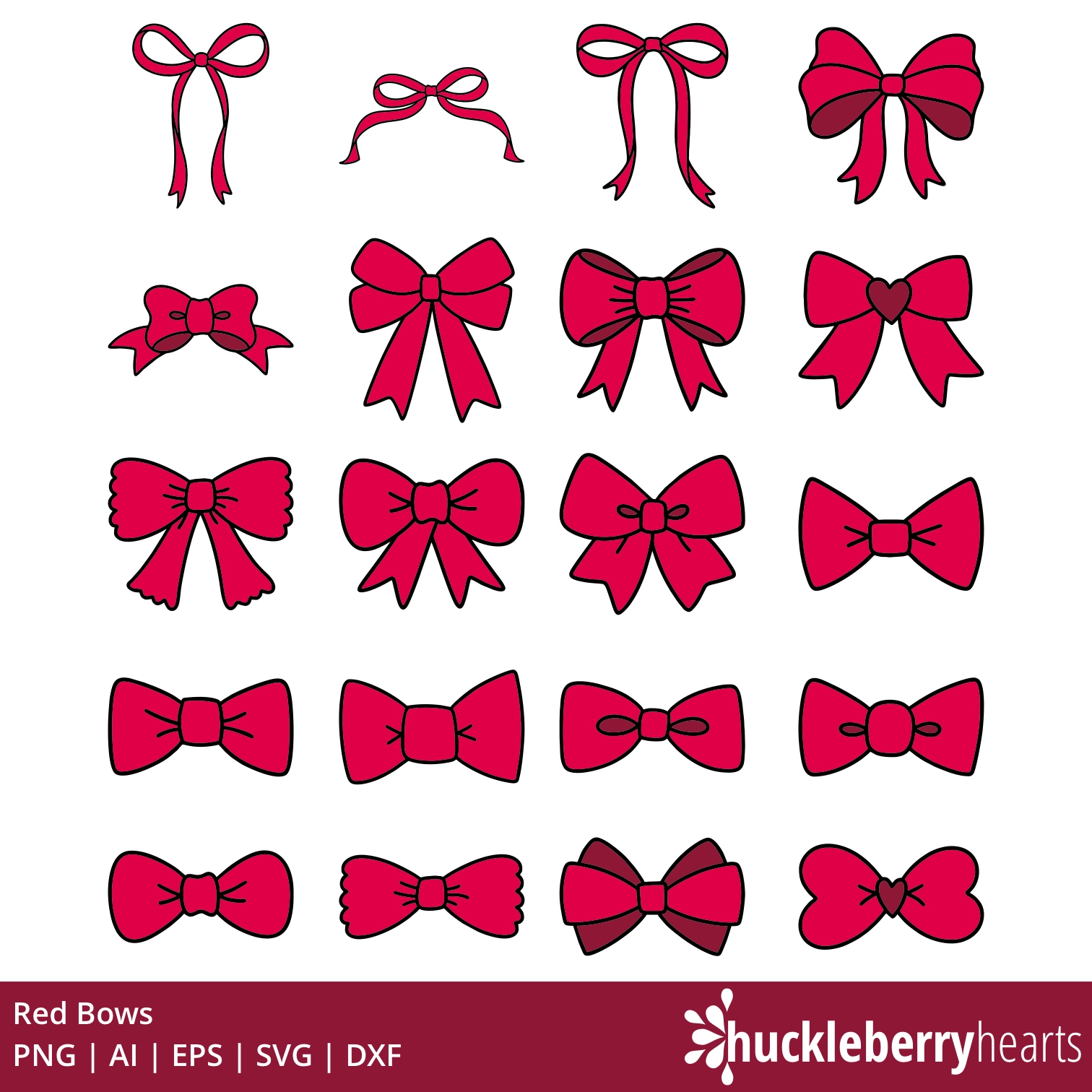 Red Bows Clipart PNG | Coquette SVG Files | Ribbon Graphics