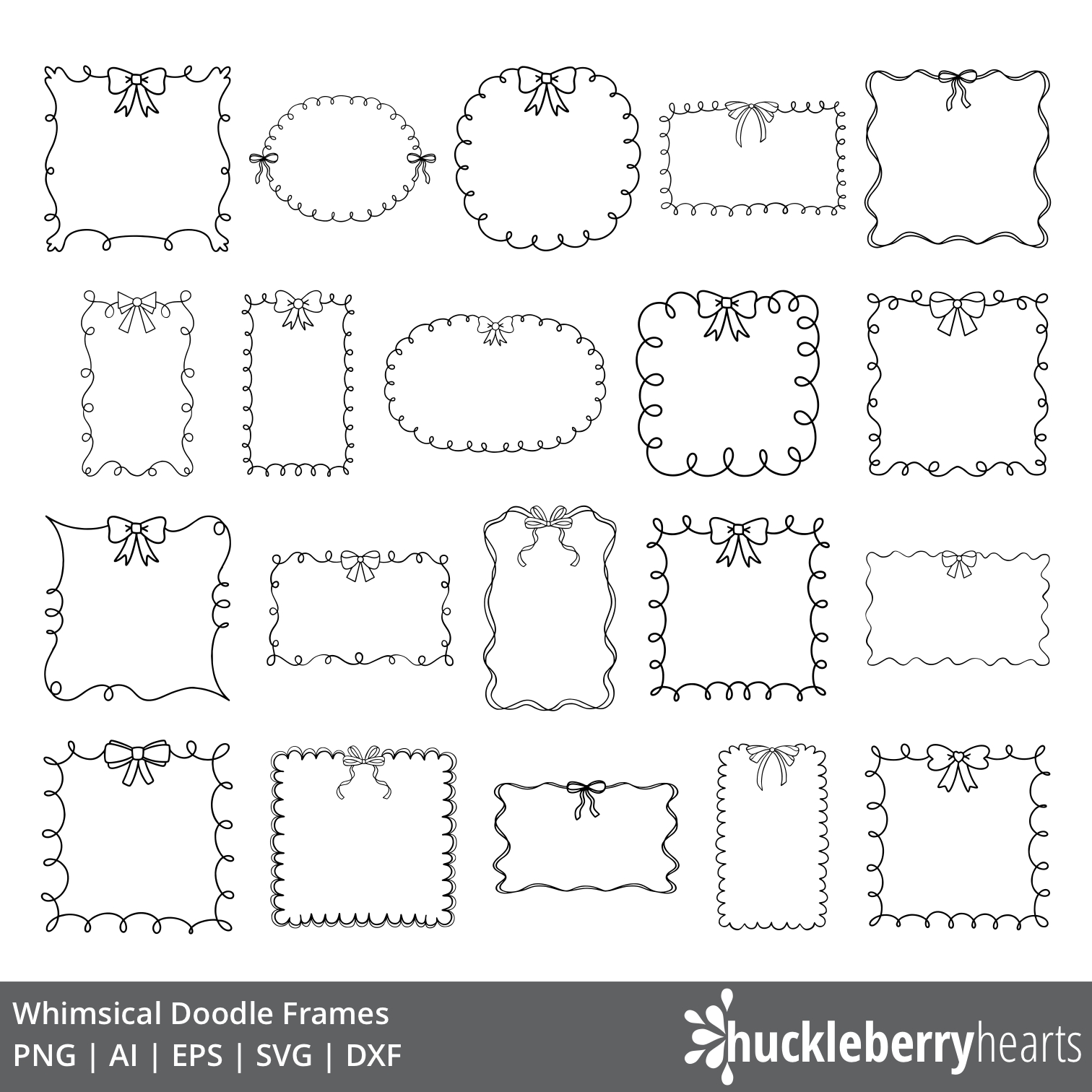 Whimsical Doodle Frames PNG | Doodle Frame SVG | Commercial Use