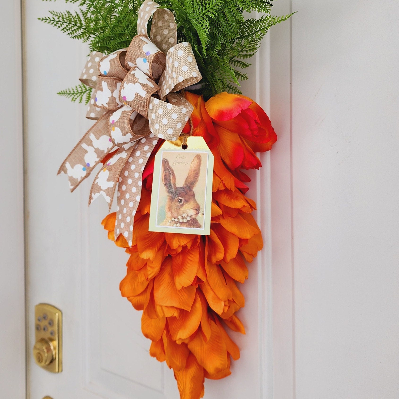 Farmhouse Easter Carrot Door Hanger: Handmade Tulip Spring Decor